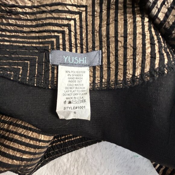 Yushi Womens Geometric Patterned Jacket Small Black/Gold One-Button Art To Wear - Picture 3 of 7